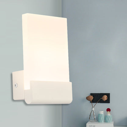 4" Wide Black/White Acrylic Sconce Light Simple Cuboid LED Wall Lighting Ideas, Warm/White Light White Clearhalo 'Cast Iron' 'Glass' 'Industrial' 'Modern wall lights' 'Modern' 'Tiffany' 'Traditional wall lights' 'Wall Lamps & Sconces' 'Wall Lights' Lighting' 246283