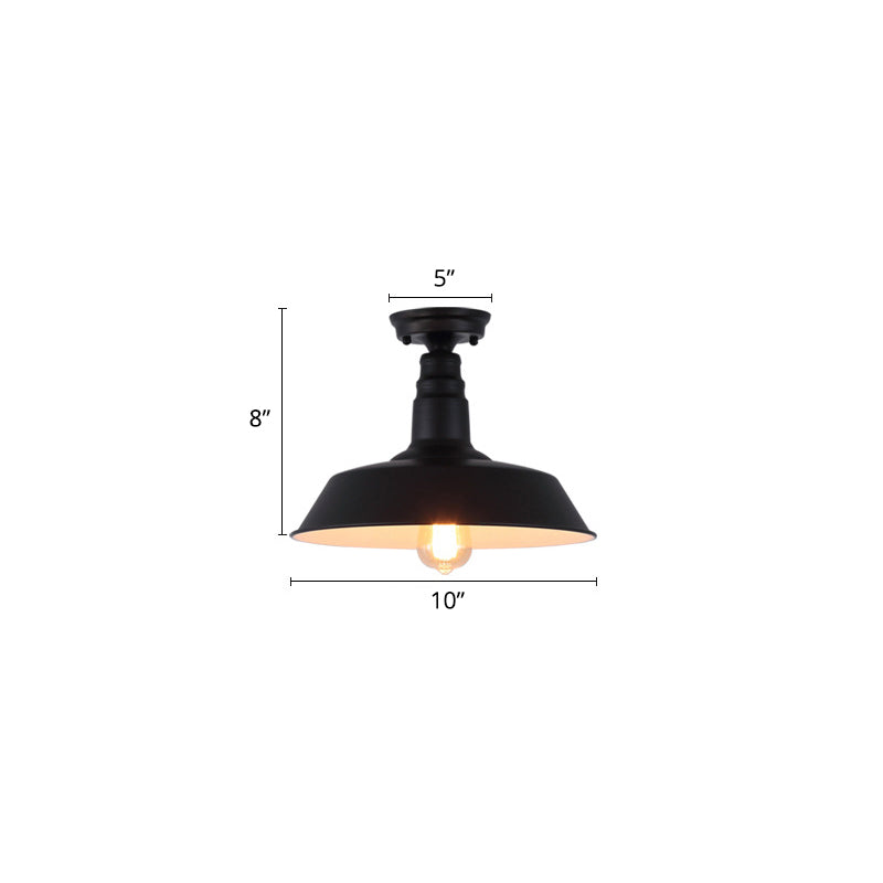Single Barn Shade Ceiling Lamp Rustic Metal Semi Flush Mount Lighting for Corridor Clearhalo 'Ceiling Lights' 'Close To Ceiling Lights' 'Close to ceiling' 'Semi-flushmount' Lighting' 2462841