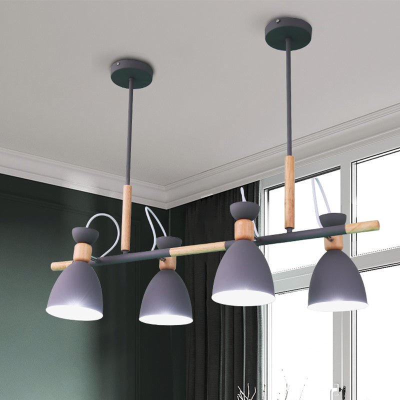 Adjustable Bell Metal Island Lighting Nordic 4 Lights Ceiling Hang Light for Dining Room Grey Clearhalo 'Ceiling Lights' 'Island Lights' Lighting' 2462852