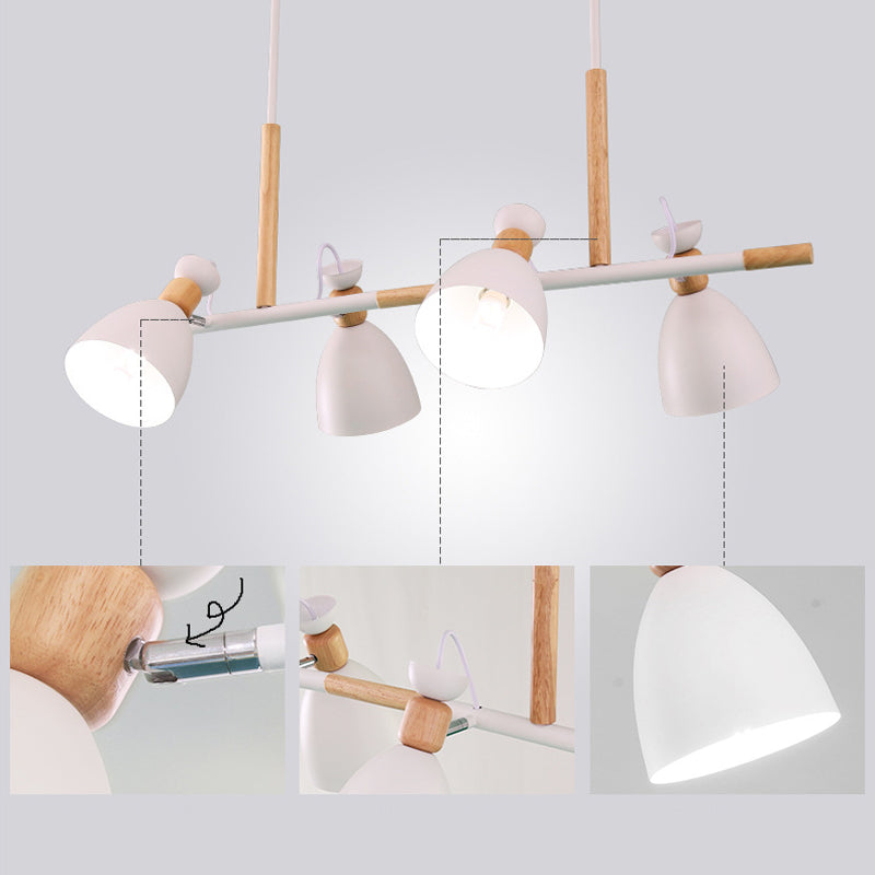 Adjustable Bell Metal Island Lighting Nordic 4 Lights Ceiling Hang Light for Dining Room Clearhalo 'Ceiling Lights' 'Island Lights' Lighting' 2462853