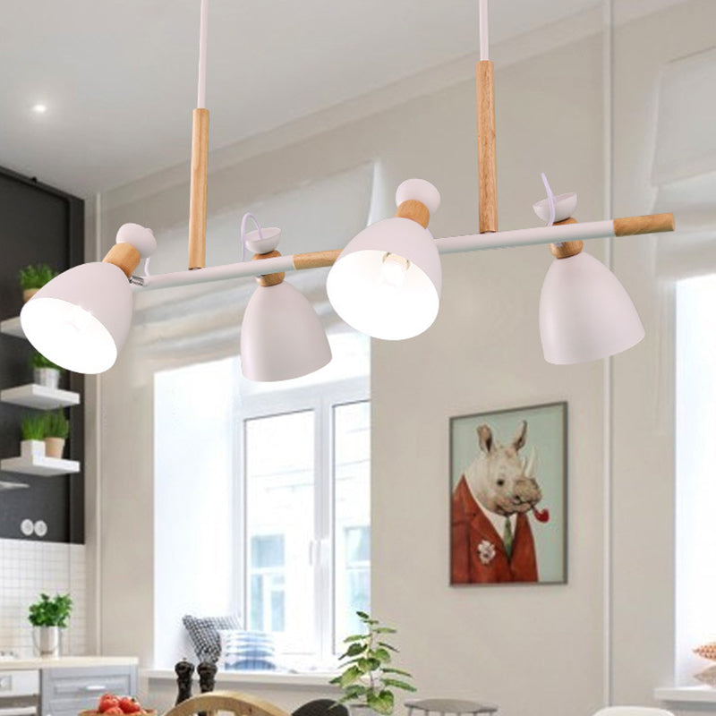 Adjustable Bell Metal Island Lighting Nordic 4 Lights Ceiling Hang Light for Dining Room Clearhalo 'Ceiling Lights' 'Island Lights' Lighting' 2462854