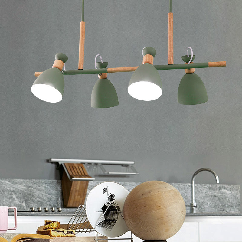 Adjustable Bell Metal Island Lighting Nordic 4 Lights Ceiling Hang Light for Dining Room Green Clearhalo 'Ceiling Lights' 'Island Lights' Lighting' 2462855