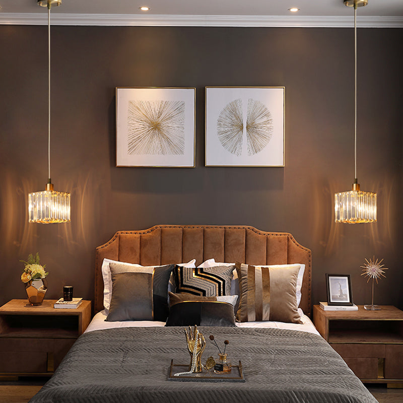 Prismatic Optical Crystal Square Ceiling Lamp Simplicity 1-Light Gold Pendant Light Fixture Clearhalo 'Ceiling Lights' 'Modern Pendants' 'Modern' 'Pendant Lights' 'Pendants' Lighting' 2462873