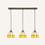 Tapered Stained Glass Cluster Pendant Light Tiffany 3 Lights Suspension Lighting Fixture Gold-Black Yellow Linear Clearhalo 'Ceiling Lights' 'Close To Ceiling Lights' 'Glass shade' 'Glass' 'Industrial' 'Middle Century Pendants' 'Pendant Lights' 'Pendants' 'Tiffany close to ceiling' 'Tiffany Pendants' 'Tiffany' Lighting' 2462884