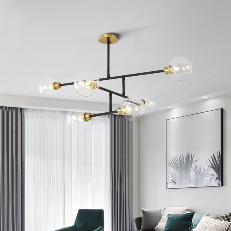 Open Kitchen Pendant Lighting Minimalist Ceiling Chandelier with Dome Glass Shade Clearhalo 'Ceiling Lights' 'Chandeliers' 'Glass shade' 'Glass' 'Modern Chandeliers' 'Modern' 'Pendant Lights' Lighting' 2462903