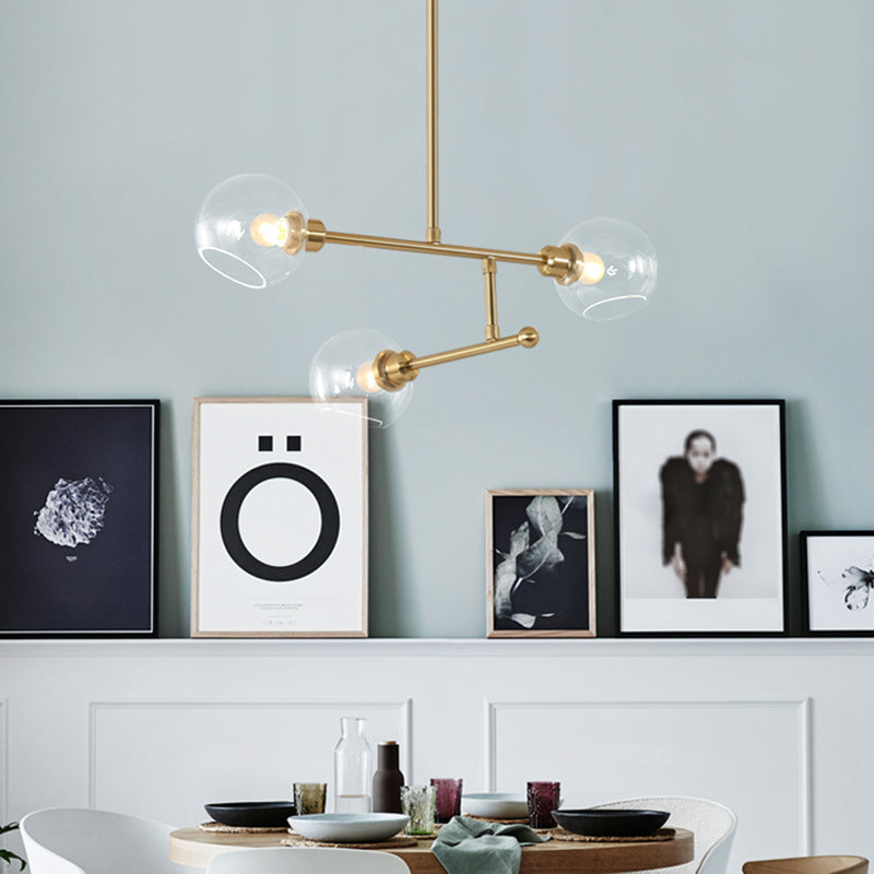 Open Kitchen Pendant Lighting Minimalist Ceiling Chandelier with Dome Glass Shade Clearhalo 'Ceiling Lights' 'Chandeliers' 'Glass shade' 'Glass' 'Modern Chandeliers' 'Modern' 'Pendant Lights' Lighting' 2462907