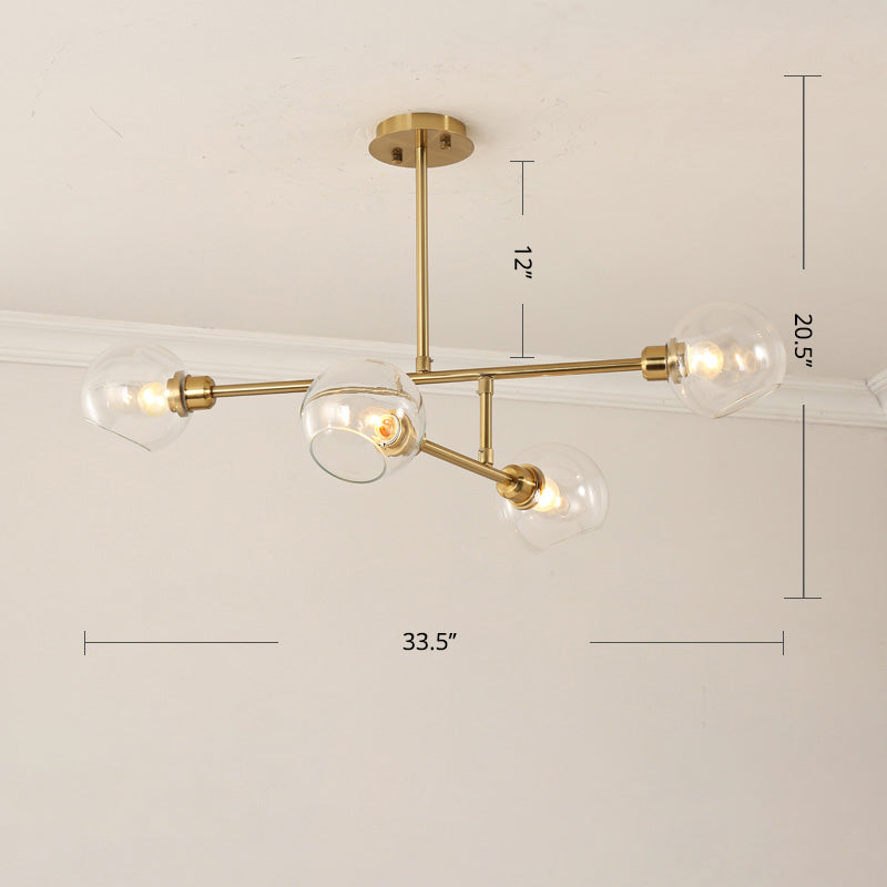 Open Kitchen Pendant Lighting Minimalist Ceiling Chandelier with Dome Glass Shade Clearhalo 'Ceiling Lights' 'Chandeliers' 'Glass shade' 'Glass' 'Modern Chandeliers' 'Modern' 'Pendant Lights' Lighting' 2462917