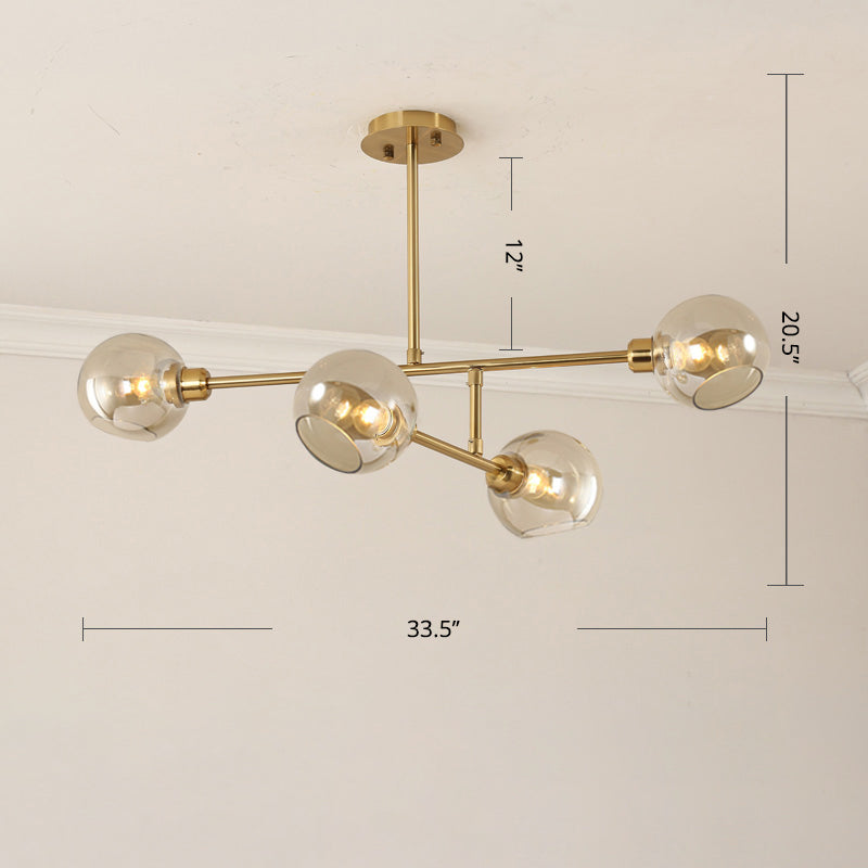 Open Kitchen Pendant Lighting Minimalist Ceiling Chandelier with Dome Glass Shade Clearhalo 'Ceiling Lights' 'Chandeliers' 'Glass shade' 'Glass' 'Modern Chandeliers' 'Modern' 'Pendant Lights' Lighting' 2462918