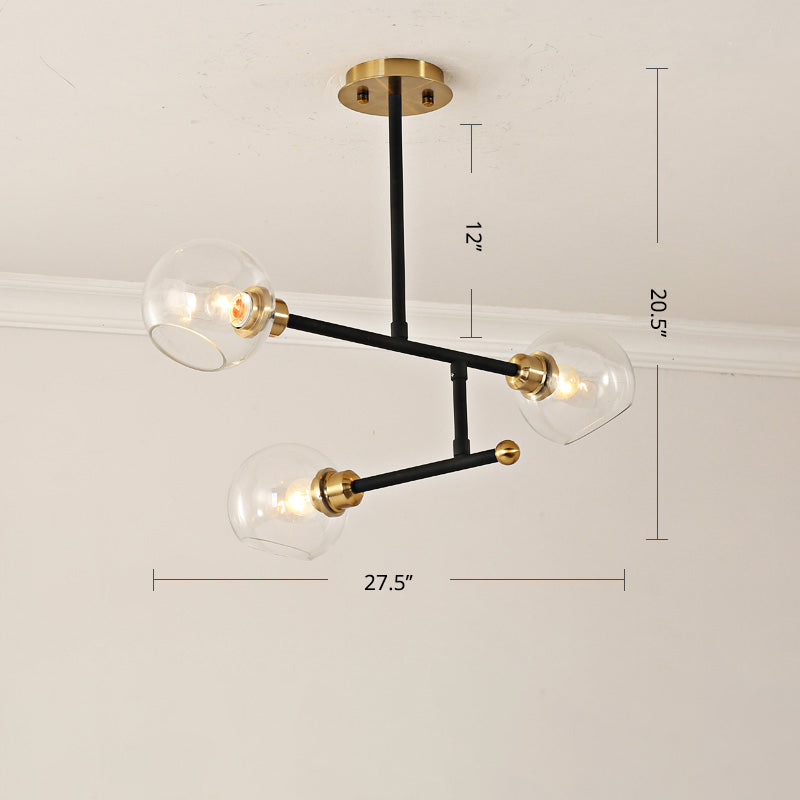 Open Kitchen Pendant Lighting Minimalist Ceiling Chandelier with Dome Glass Shade Clearhalo 'Ceiling Lights' 'Chandeliers' 'Glass shade' 'Glass' 'Modern Chandeliers' 'Modern' 'Pendant Lights' Lighting' 2462922