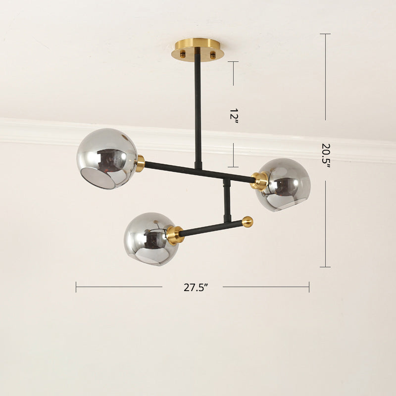 Open Kitchen Pendant Lighting Minimalist Ceiling Chandelier with Dome Glass Shade Clearhalo 'Ceiling Lights' 'Chandeliers' 'Glass shade' 'Glass' 'Modern Chandeliers' 'Modern' 'Pendant Lights' Lighting' 2462927