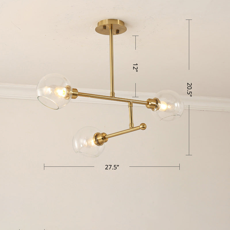 Open Kitchen Pendant Lighting Minimalist Ceiling Chandelier with Dome Glass Shade Clearhalo 'Ceiling Lights' 'Chandeliers' 'Glass shade' 'Glass' 'Modern Chandeliers' 'Modern' 'Pendant Lights' Lighting' 2462929