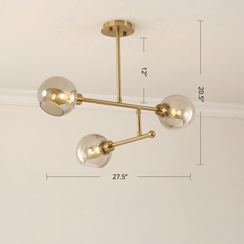 Open Kitchen Pendant Lighting Minimalist Ceiling Chandelier with Dome Glass Shade Clearhalo 'Ceiling Lights' 'Chandeliers' 'Glass shade' 'Glass' 'Modern Chandeliers' 'Modern' 'Pendant Lights' Lighting' 2462931