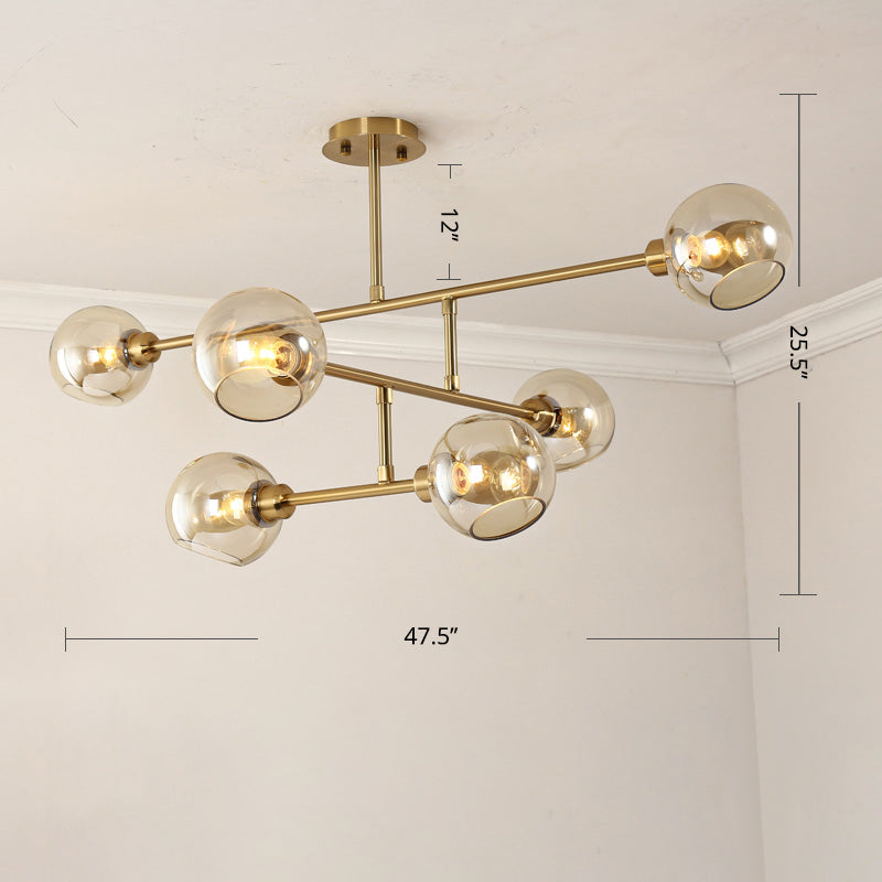 Open Kitchen Pendant Lighting Minimalist Ceiling Chandelier with Dome Glass Shade Clearhalo 'Ceiling Lights' 'Chandeliers' 'Glass shade' 'Glass' 'Modern Chandeliers' 'Modern' 'Pendant Lights' Lighting' 2462939