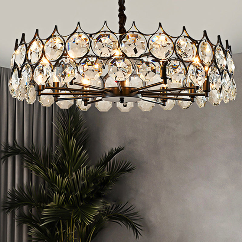 Beveled Cut Crystal Bead Hanging Lamp Postmodern Style Chandelier Pendant Light for Living Room Clearhalo 'Ceiling Lights' 'Chandeliers' Lighting' options 2462941