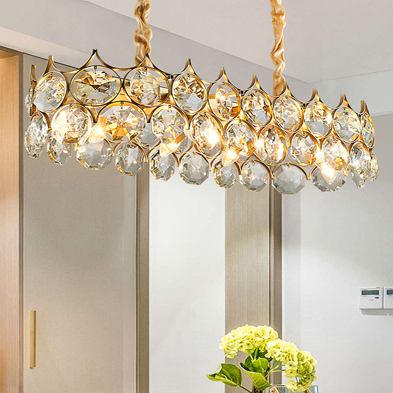 Beveled Cut Crystal Bead Hanging Lamp Postmodern Style Chandelier Pendant Light for Living Room Clearhalo 'Ceiling Lights' 'Chandeliers' Lighting' options 2462945