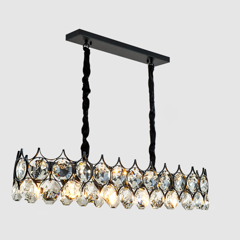 Beveled Cut Crystal Bead Hanging Lamp Postmodern Style Chandelier Pendant Light for Living Room Black 39.5" Clearhalo 'Ceiling Lights' 'Chandeliers' Lighting' options 2462946_e91f93a4-5711-4169-9347-d26e8b974bdb
