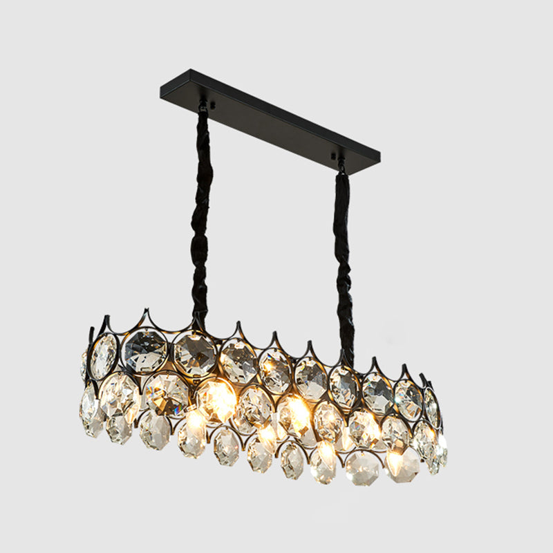 Beveled Cut Crystal Bead Hanging Lamp Postmodern Style Chandelier Pendant Light for Living Room Black 31.5" Clearhalo 'Ceiling Lights' 'Chandeliers' Lighting' options 2462947_9c629ebf-8862-4a14-8c92-0d09459b593e