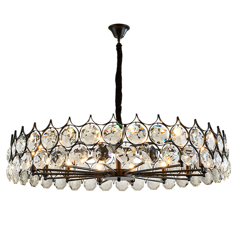 Beveled Cut Crystal Bead Hanging Lamp Postmodern Style Chandelier Pendant Light for Living Room Clearhalo 'Ceiling Lights' 'Chandeliers' Lighting' options 2462948