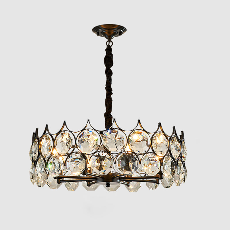 Beveled Cut Crystal Bead Hanging Lamp Postmodern Style Chandelier Pendant Light for Living Room Black 23.5" Clearhalo 'Ceiling Lights' 'Chandeliers' Lighting' options 2462953_35be86a6-901f-425a-a91c-a970f04dde17