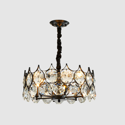 Beveled Cut Crystal Bead Hanging Lamp Postmodern Style Chandelier Pendant Light for Living Room Black 19.5" Clearhalo 'Ceiling Lights' 'Chandeliers' Lighting' options 2462955_5d6714d1-e7b8-4c42-b7a8-77ac8d3c5896