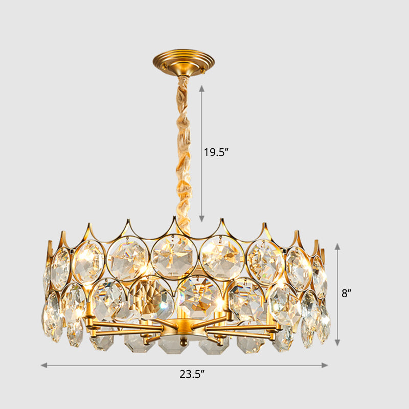 Beveled Cut Crystal Bead Hanging Lamp Postmodern Style Chandelier Pendant Light for Living Room Clearhalo 'Ceiling Lights' 'Chandeliers' Lighting' options 2462958