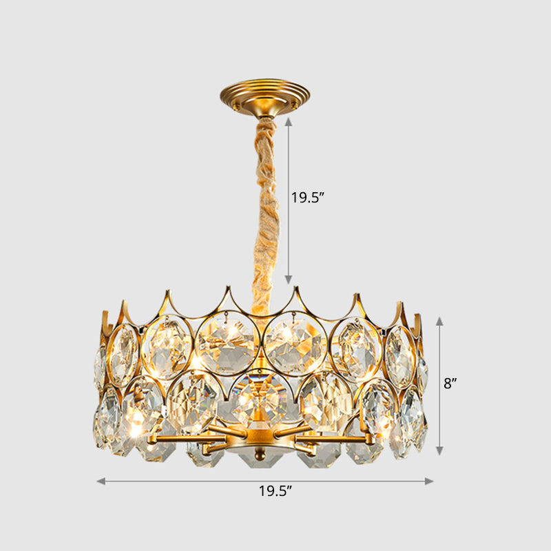 Beveled Cut Crystal Bead Hanging Lamp Postmodern Style Chandelier Pendant Light for Living Room Clearhalo 'Ceiling Lights' 'Chandeliers' Lighting' options 2462959
