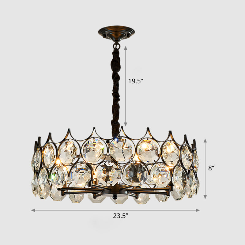 Beveled Cut Crystal Bead Hanging Lamp Postmodern Style Chandelier Pendant Light for Living Room Clearhalo 'Ceiling Lights' 'Chandeliers' Lighting' options 2462960