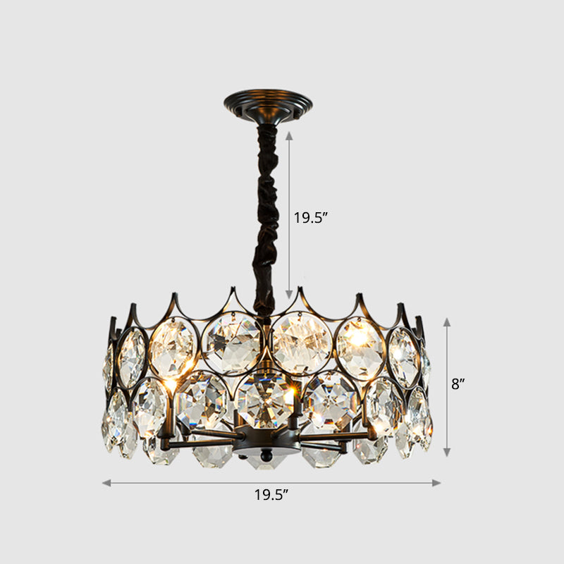 Beveled Cut Crystal Bead Hanging Lamp Postmodern Style Chandelier Pendant Light for Living Room Clearhalo 'Ceiling Lights' 'Chandeliers' Lighting' options 2462961