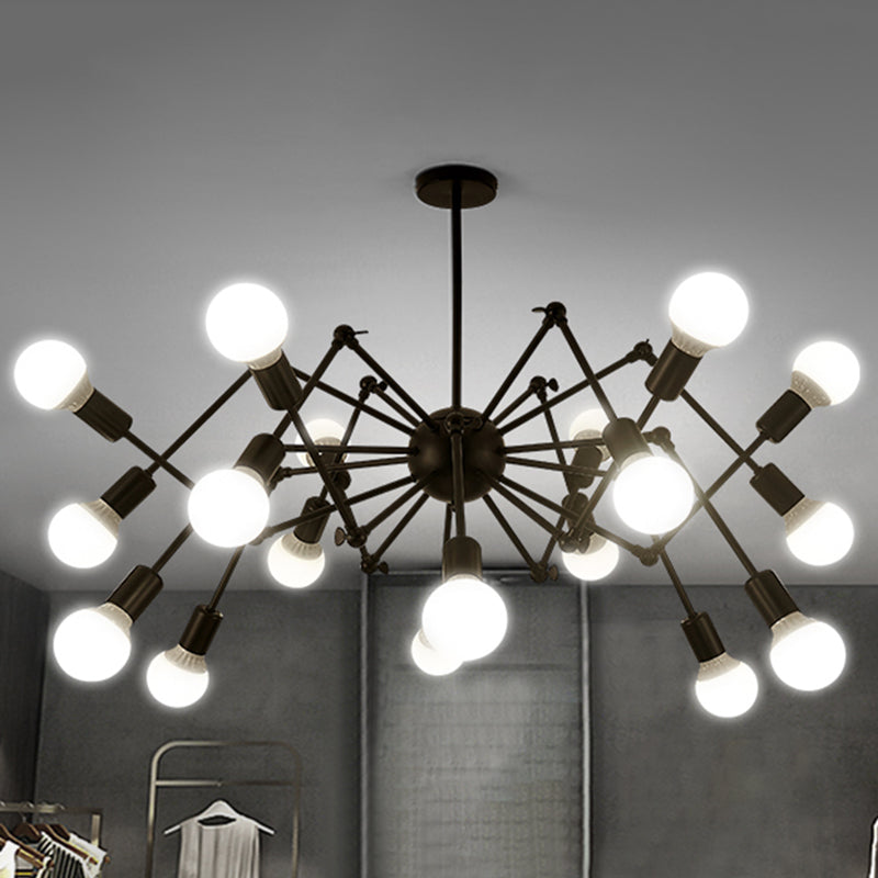 Spider Metal Chandelier Industrial Clothing Shop Commercial Pendant Lighting with Open Bulb Design Clearhalo 'Cast Iron' 'Ceiling Lights' 'Chandeliers' 'Industrial Chandeliers' 'Industrial' 'Metal' 'Middle Century Chandeliers' 'Rustic Chandeliers' 'Tiffany' Lighting' 2463017