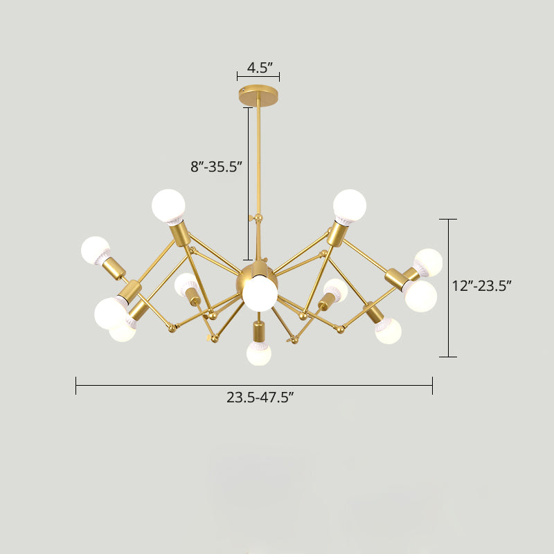 Spider Metal Chandelier Industrial Clothing Shop Commercial Pendant Lighting with Open Bulb Design Clearhalo 'Cast Iron' 'Ceiling Lights' 'Chandeliers' 'Industrial Chandeliers' 'Industrial' 'Metal' 'Middle Century Chandeliers' 'Rustic Chandeliers' 'Tiffany' Lighting' 2463028