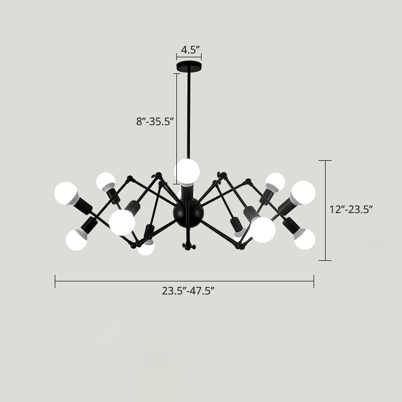 Spider Metal Chandelier Industrial Clothing Shop Commercial Pendant Lighting with Open Bulb Design Clearhalo 'Cast Iron' 'Ceiling Lights' 'Chandeliers' 'Industrial Chandeliers' 'Industrial' 'Metal' 'Middle Century Chandeliers' 'Rustic Chandeliers' 'Tiffany' Lighting' 2463030