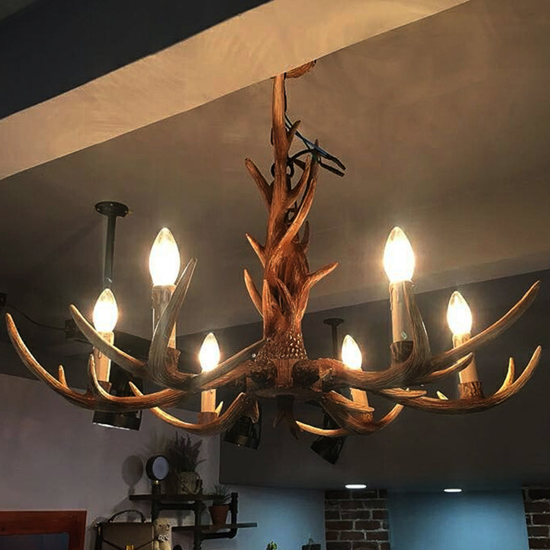 Antler Shaped Living Room Chandelier Countryside Resin Suspended Lighting Fixture Clearhalo 'Ceiling Lights' 'Chandeliers' Lighting' 2463038