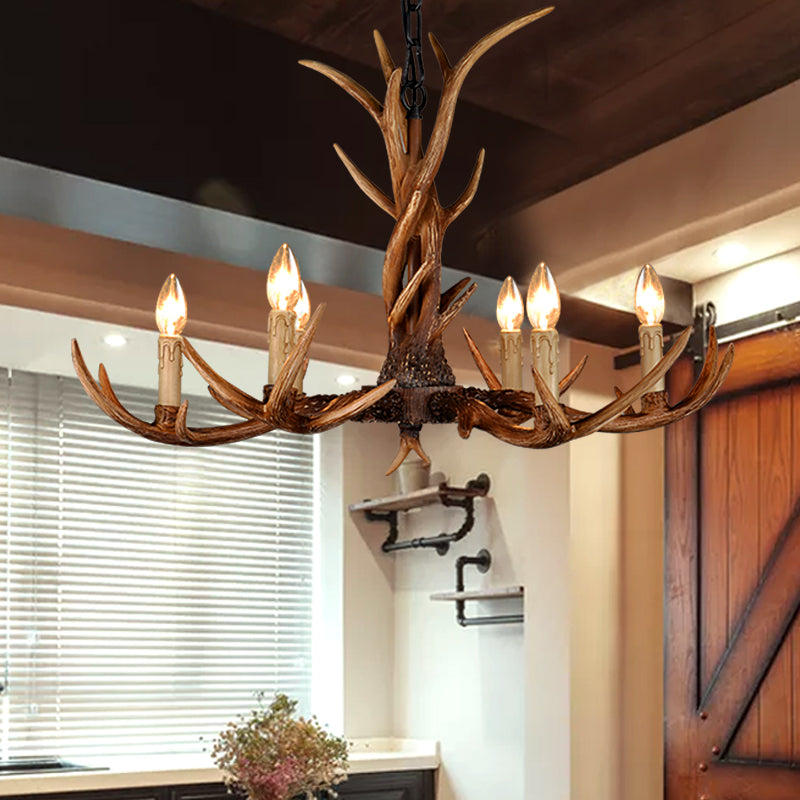 Antler Shaped Living Room Chandelier Countryside Resin Suspended Lighting Fixture Clearhalo 'Ceiling Lights' 'Chandeliers' Lighting' 2463041
