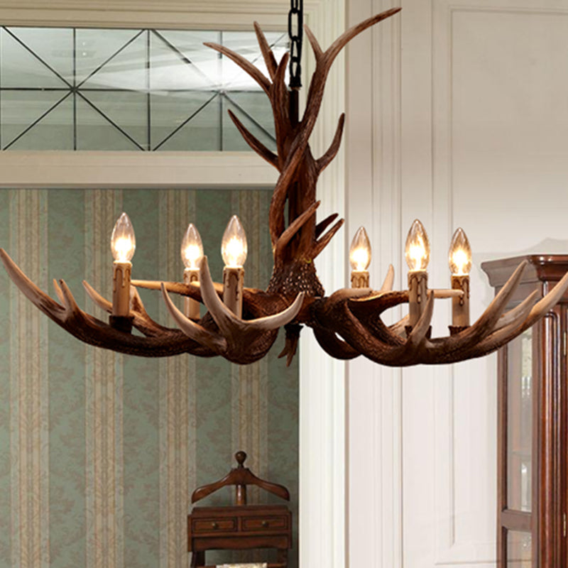 Antler Shaped Living Room Chandelier Countryside Resin Suspended Lighting Fixture Clearhalo 'Ceiling Lights' 'Chandeliers' Lighting' 2463046