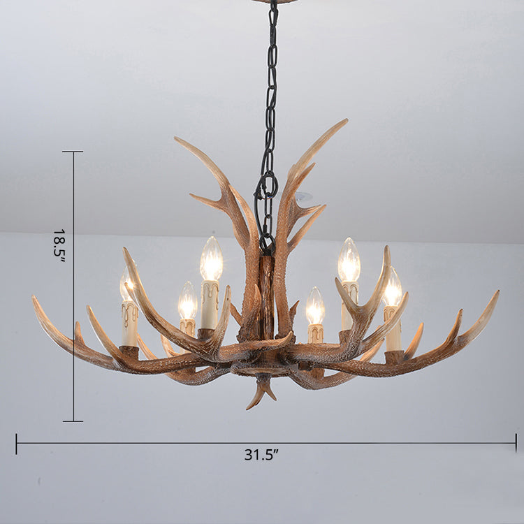 Antler Shaped Living Room Chandelier Countryside Resin Suspended Lighting Fixture Clearhalo 'Ceiling Lights' 'Chandeliers' Lighting' 2463048