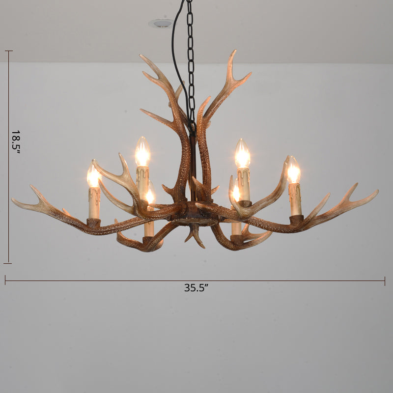 Antler Shaped Living Room Chandelier Countryside Resin Suspended Lighting Fixture Clearhalo 'Ceiling Lights' 'Chandeliers' Lighting' 2463054