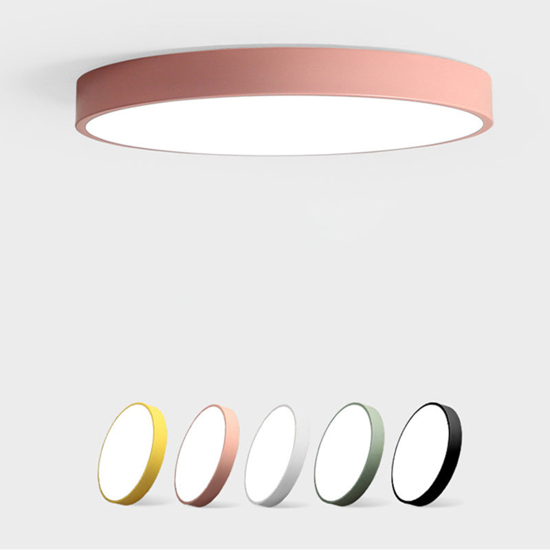 Ultrathin Round Flush Light Fixture Macaron Metal Child Room LED Ceiling Mount Light Clearhalo 'Ceiling Lights' 'Close To Ceiling Lights' 'Close to ceiling' 'Flush mount' Lighting' 2463065