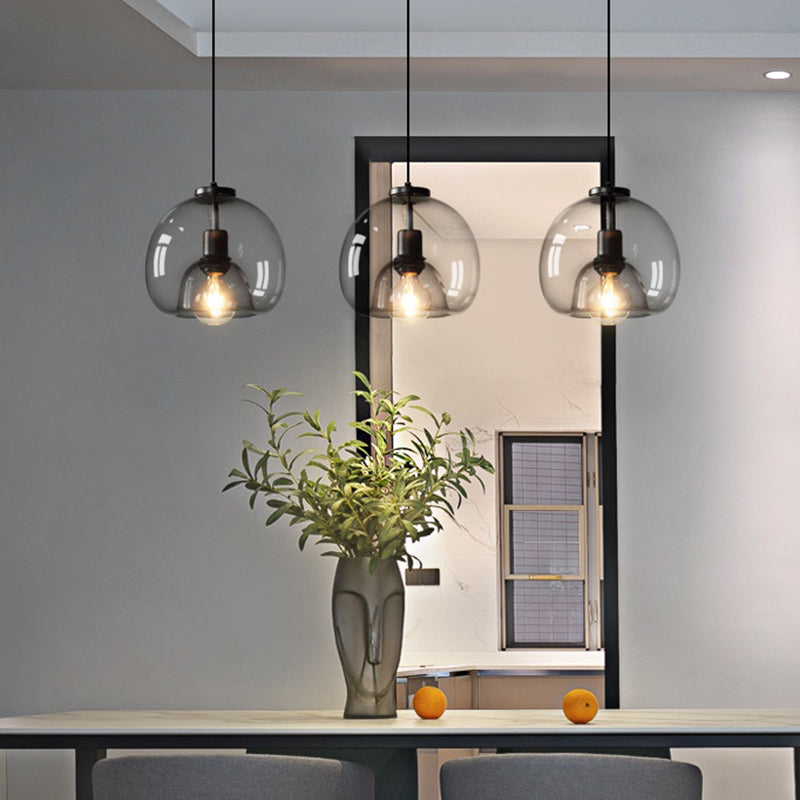 Hand-Blown Glass Dome Hanging Lamp Minimalist 1-Light Black Pendant Light Fixture over Table Clearhalo 'Ceiling Lights' 'Chandeliers' 'Glass shade' 'Glass' 'Modern Pendants' 'Modern' 'Pendant Lights' 'Pendants' Lighting' 2463128