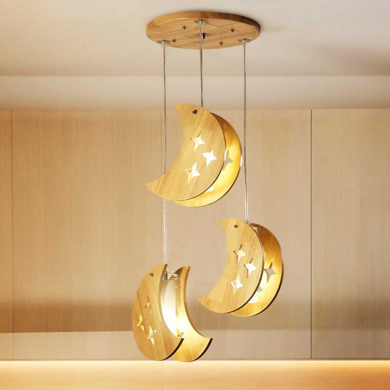Hollowed-out Wooden Pendant Lamp Nordic Beige Suspended Lighting Fixture for Dining Room Clearhalo 'Ceiling Lights' 'Modern Pendants' 'Modern' 'Pendant Lights' 'Pendants' Lighting' 2463134