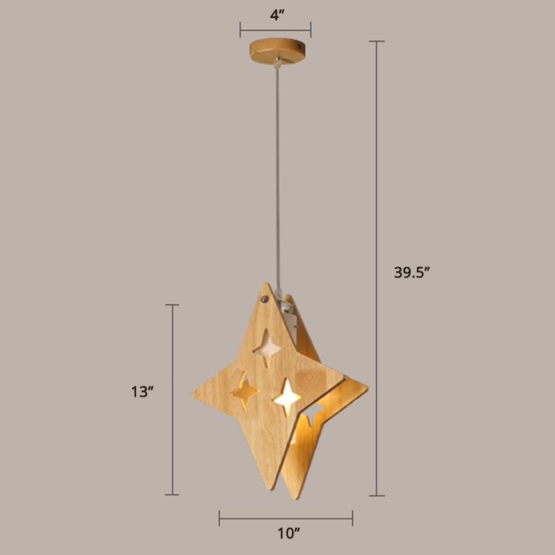 Hollowed-out Wooden Pendant Lamp Nordic Beige Suspended Lighting Fixture for Dining Room Clearhalo 'Ceiling Lights' 'Modern Pendants' 'Modern' 'Pendant Lights' 'Pendants' Lighting' 2463141