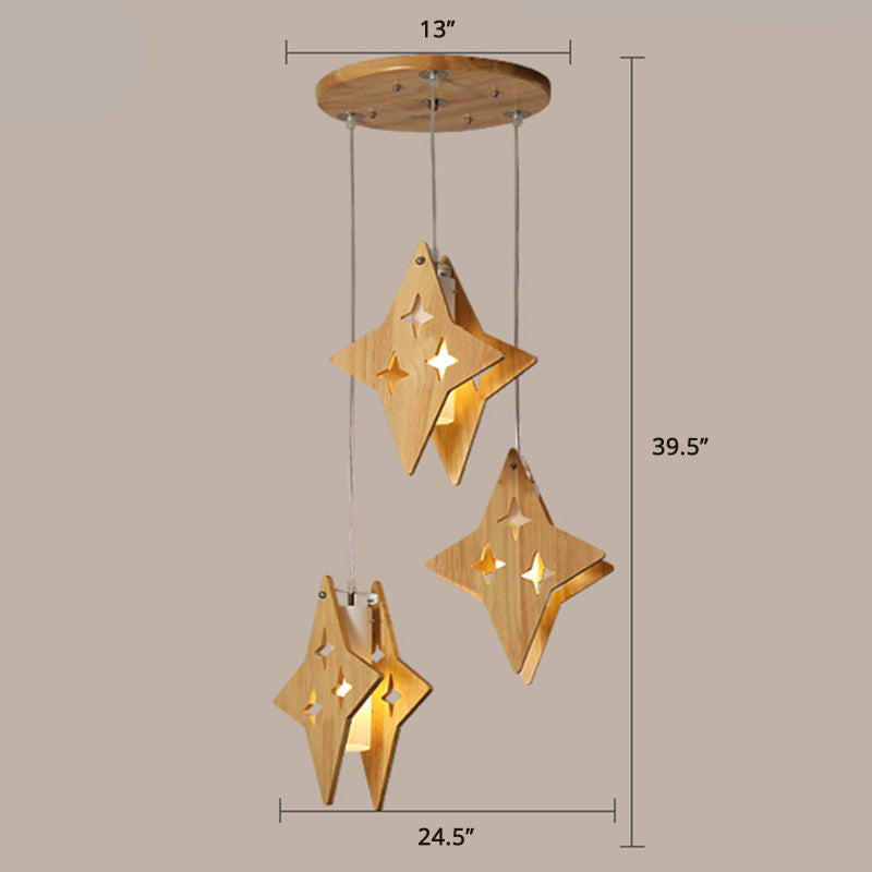 Hollowed-out Wooden Pendant Lamp Nordic Beige Suspended Lighting Fixture for Dining Room Clearhalo 'Ceiling Lights' 'Modern Pendants' 'Modern' 'Pendant Lights' 'Pendants' Lighting' 2463142