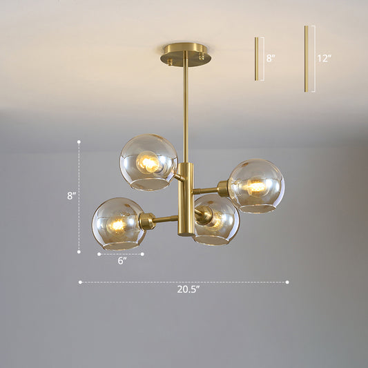 Domed Hanging Lamp Postmodern Style Glass Dining Room Chandelier Lighting Fixture Clearhalo 'Ceiling Lights' 'Chandeliers' 'Glass shade' 'Glass' 'Modern Chandeliers' 'Modern' Lighting' 2463171