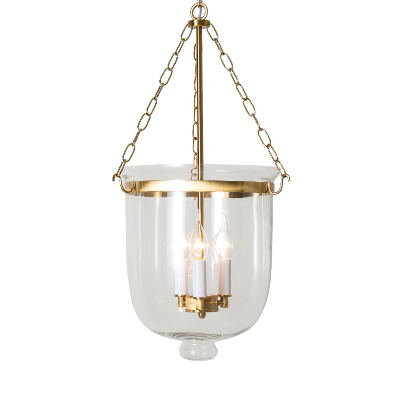 3-Light Inverted Cloche Shaped Pendant Lighting Vintage Clear Glass Chandelier for Living Room Gold 9.5" Clearhalo 'Ceiling Lights' 'Chandeliers' 'Glass shade' 'Glass' 'Industrial Chandeliers' 'Industrial' 'Island Lights' 'Middle Century Chandeliers' 'Tiffany' Lighting' 2463193