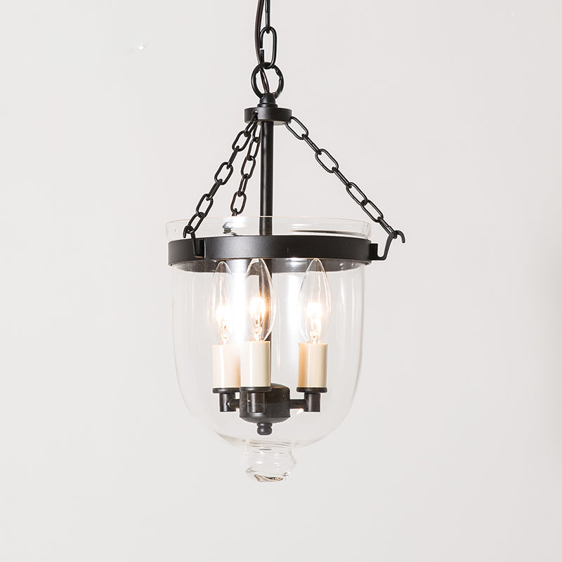 3-Light Inverted Cloche Shaped Pendant Lighting Vintage Clear Glass Chandelier for Living Room Clearhalo 'Ceiling Lights' 'Chandeliers' 'Glass shade' 'Glass' 'Industrial Chandeliers' 'Industrial' 'Island Lights' 'Middle Century Chandeliers' 'Tiffany' Lighting' 2463195
