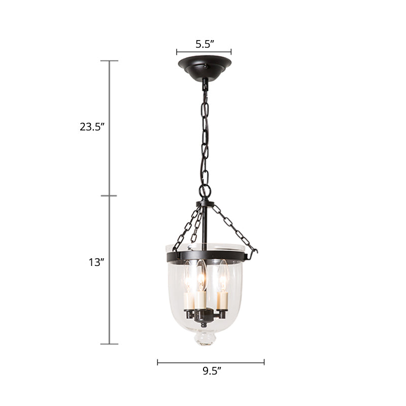 3-Light Inverted Cloche Shaped Pendant Lighting Vintage Clear Glass Chandelier for Living Room Clearhalo 'Ceiling Lights' 'Chandeliers' 'Glass shade' 'Glass' 'Industrial Chandeliers' 'Industrial' 'Island Lights' 'Middle Century Chandeliers' 'Tiffany' Lighting' 2463202