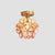 Tiffany Floral Semi Mount Lighting 1-Light Glass Ceiling Flush Light in Brass for Hallway Pink Clearhalo 'Ceiling Lights' 'Close To Ceiling Lights' 'Close to ceiling' 'Pendant Lights' 'Semi-flushmount' 'Tiffany close to ceiling' 'Tiffany' Lighting' 2463218