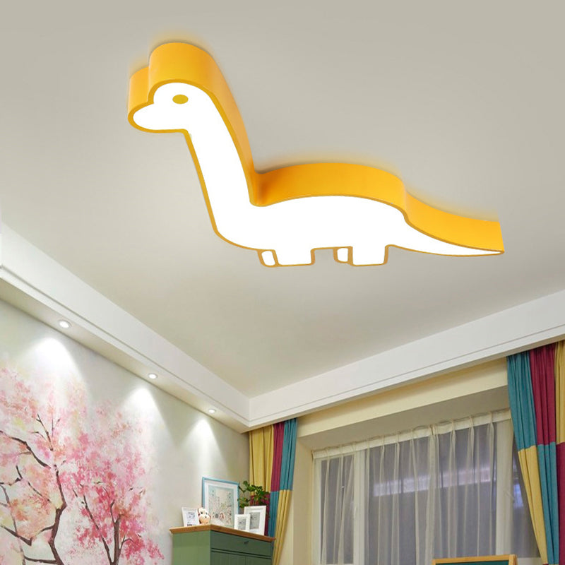 Cartoon Dinosaur Flushmount Ceiling Lamp Metal Kids Room LED Flush-Mount Light Fixture Yellow Clearhalo 'Ceiling Lights' 'Close To Ceiling Lights' 'Close to ceiling' 'Flush mount' Lighting' 2463235