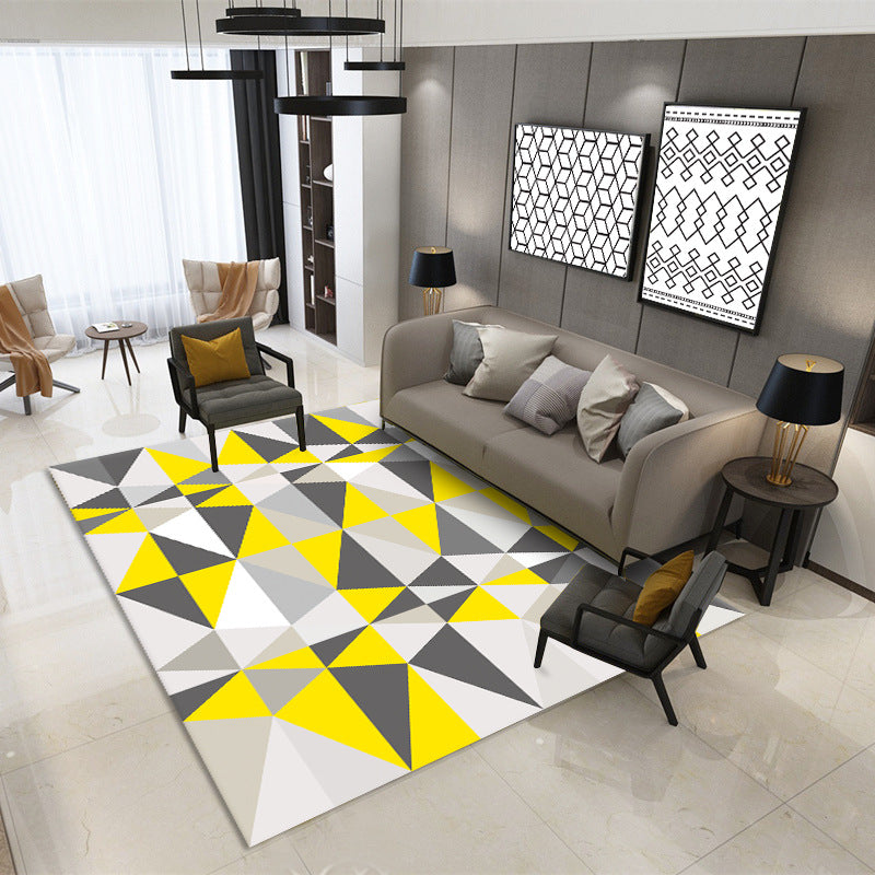 Nordic Geometric Printed Rug Multicolored Polypropylene Area Carpet Anti-Slip Backing Pet Friendly Indoor Rug for Living Room Dark Gray-Yellow Clearhalo 'Area Rug' 'Modern' 'Rugs' Rug' 2463237