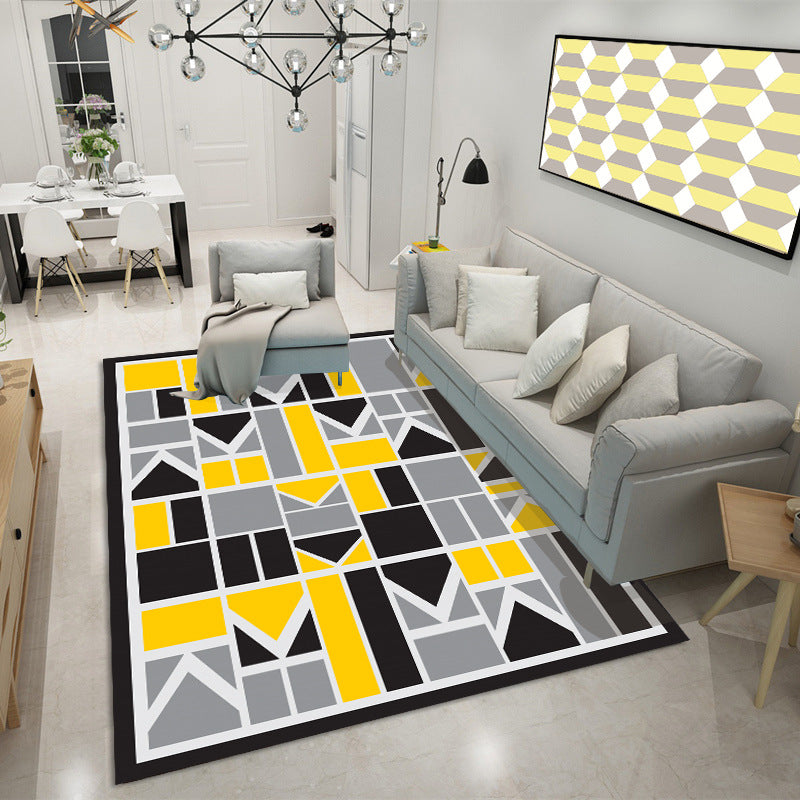 Nordic Geometric Printed Rug Multicolored Polypropylene Area Carpet Anti-Slip Backing Pet Friendly Indoor Rug for Living Room Gray-Yellow Clearhalo 'Area Rug' 'Modern' 'Rugs' Rug' 2463241