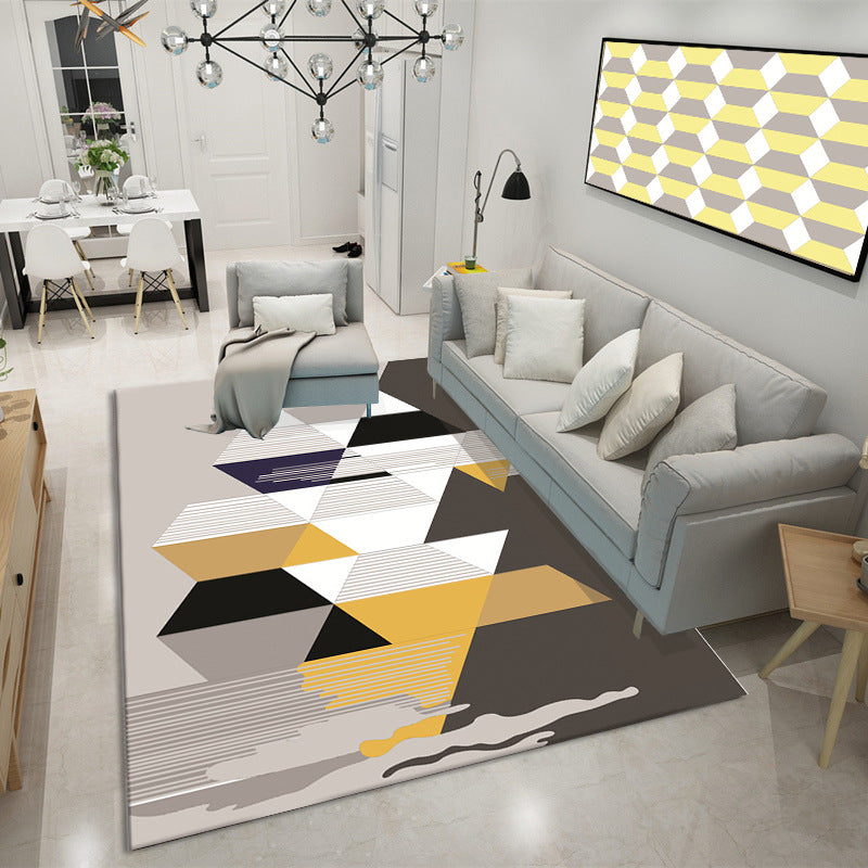 Nordic Geometric Printed Rug Multicolored Polypropylene Area Carpet Anti-Slip Backing Pet Friendly Indoor Rug for Living Room Brown Clearhalo 'Area Rug' 'Modern' 'Rugs' Rug' 2463242